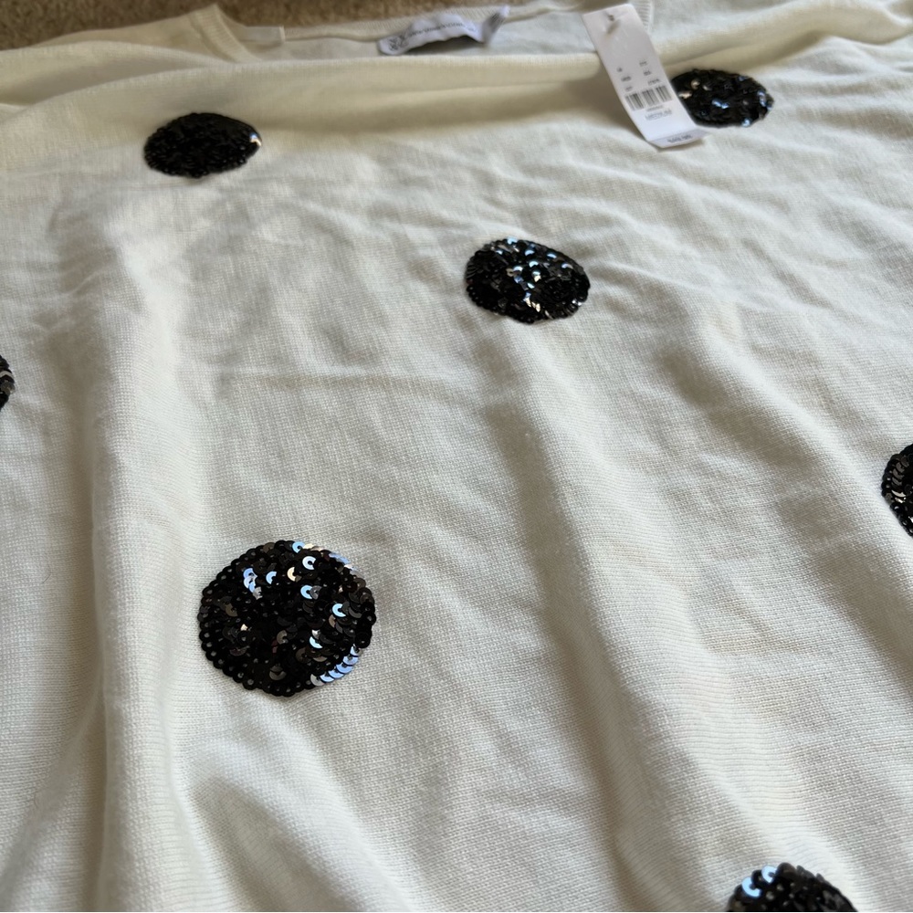 NEW YORK & COMPANY | Sequin Sweater Top Polka Dot - Picture 5 of 11